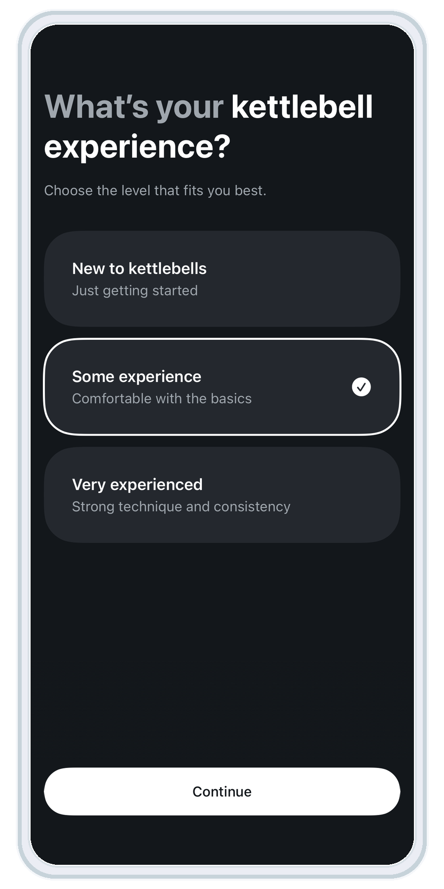 Choose your level app screen