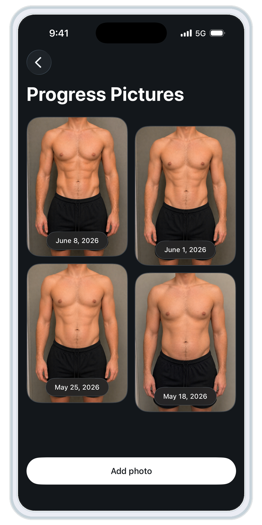 Progress tracking app screen