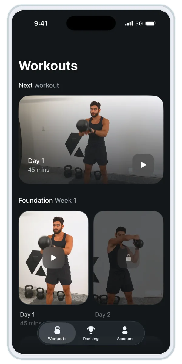 Kettlebell Body workout plan screen