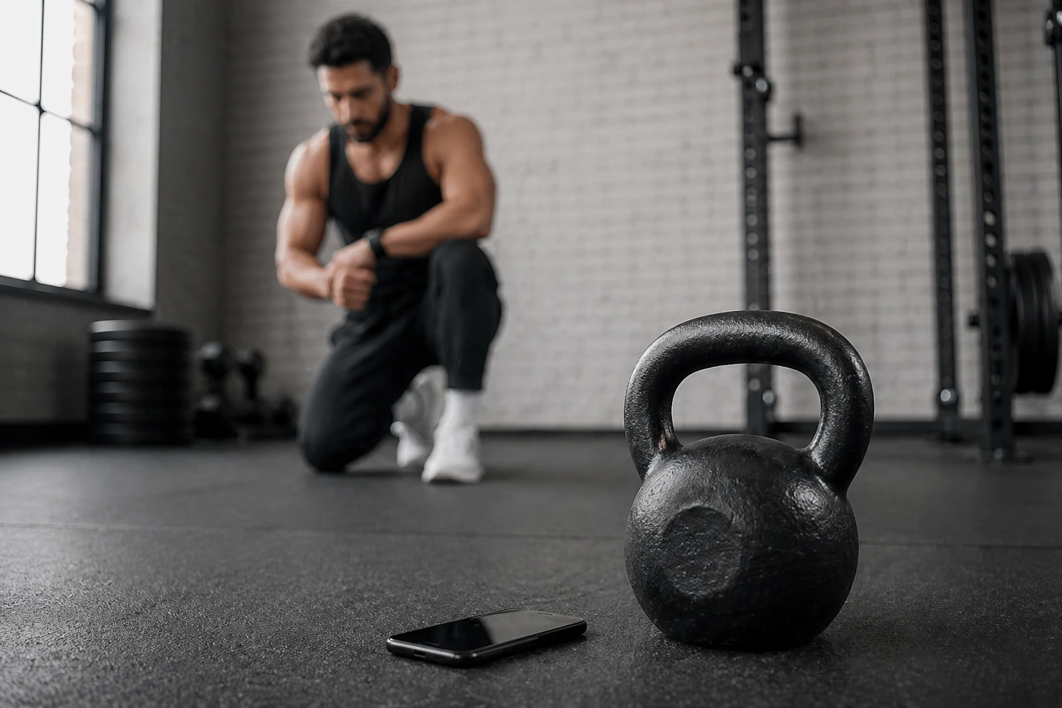 Kettlebell training in a minimal gym